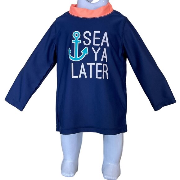 Carters Baby Boy Long Sleeve Rashguard Swim Top See Ya Later Anchor 12 months - Picture 1 of 6
